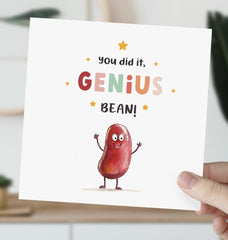 Exam Result Card You Did It Genius Bean Exam Result Gift Card For Her Him A Level Gcse Congratulations Card Your Results Little Genius