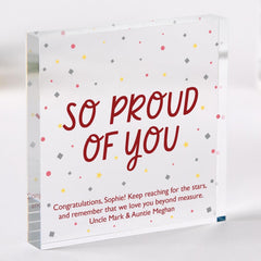 Exam result Gift So Proud of You Acrylic Keepsake GCSE A - Level Exam Results Graduation Congratulations Present for Daughter Son Niece Nephew