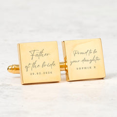 Father of the Bride Cufflinks Gift from Daughter Personalised Wedding Day Keepsake for Dad with Name and Date Wedding Role Cufflinks