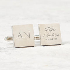 Father of the Bride Gift Personalised Cufflinks Custom Initials and Date Wedding Day Keepsake for Dad from Daughter