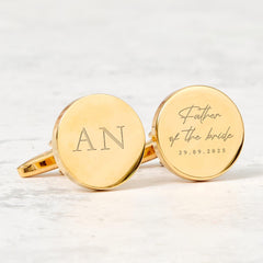 Father of the Bride Gift Personalised Cufflinks Custom Initials and Date Wedding Day Keepsake for Dad from Daughter