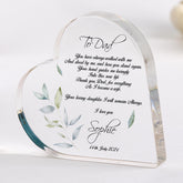 Father of The Bride Gift Wedding Day Gift for Dad Heart Keepsake from Bride Sentimental Present Thank You Daddy Wedding Poem Acrylic Plaque