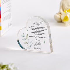 Father of The Bride Gift Wedding Day Gift for Dad Heart Keepsake from Bride Sentimental Present Thank You Daddy Wedding Poem Acrylic Plaque
