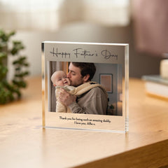 Father's Day Acrylic Photo Plaque Personalised Gift for Daddy & Baby Keepsake Custom Gift First Father's Day Daddy from Baby to New Dad
