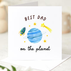 Father’s Day Card for Dad Best Dad on the Planet Cute Space and Rocket Design Thoughtful Keepsake from Child