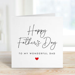 Father’s Day Card for Dad Elegant “Happy Father’s Day to My Wonderful Dad” Card Minimal Heart Design Thoughtful Gift from Son or Daughter