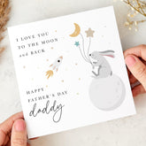 Father’s Day Card for Dad From Baby I Love You to the Moon and Back Cute Bunny and Star Design Sentimental Keepsake for New Daddy