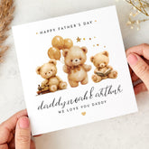 Father's Day Card for Dad of Two from Children Cute Teddy Bear Personalised Fathers Day Card Special Keepsake from Kids We Love You Daddy