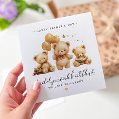 Father's Day Card for Dad of Two from Children Cute Teddy Bear Personalised Fathers Day Card Special Keepsake from Kids We Love You Daddy