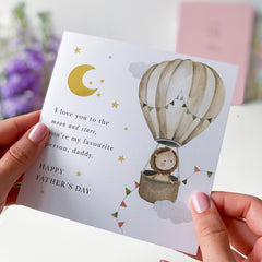 Father’s Day Card for Daddy I Love You to the Moon and Stars Hot Air Balloon Design Special Keepsake Card from Child