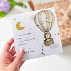 Father’s Day Card for Daddy I Love You to the Moon and Stars Hot Air Balloon Design Special Keepsake Card from Child