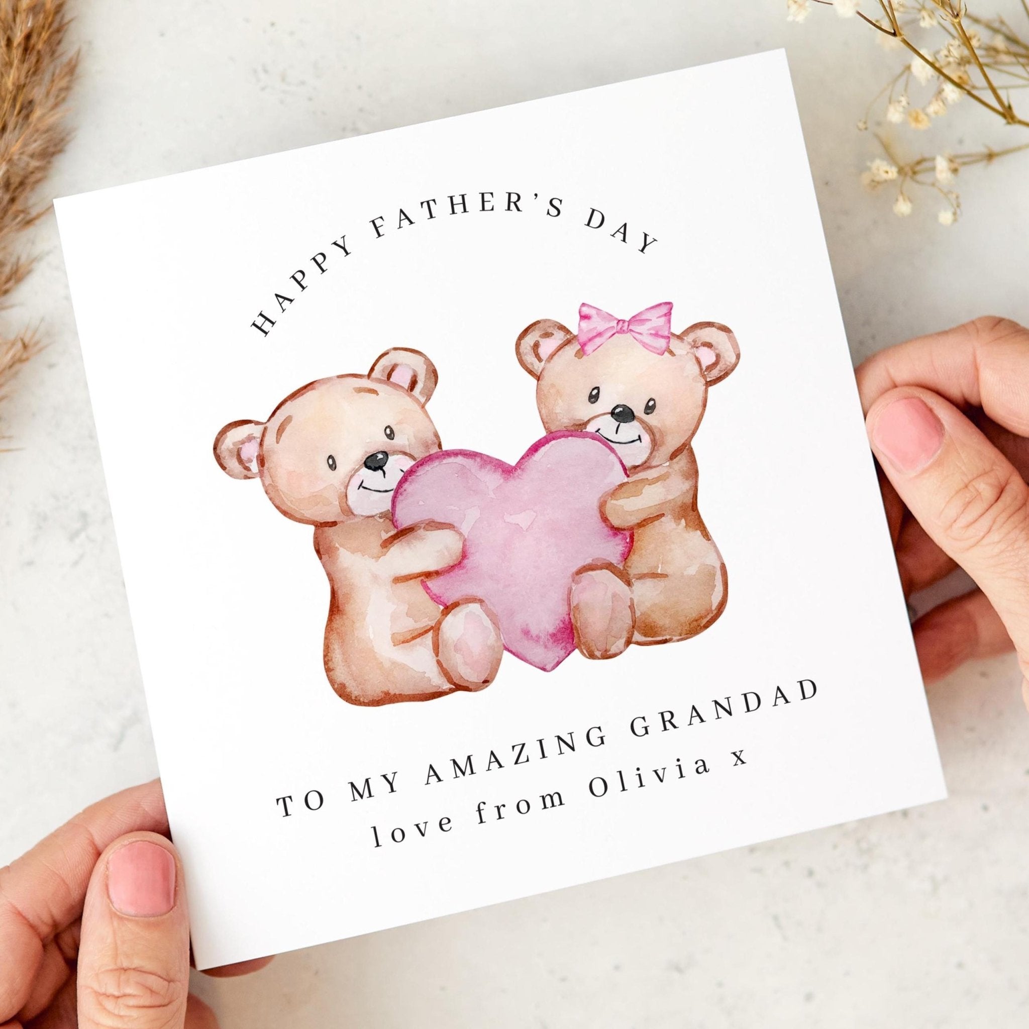 Father’s Day Card for Grandad Cute Teddy Bear Design Thoughtful Keepsake from Granddaughter or Grandson Gift Card for Grandpa