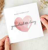 Father’s Day Card for Grandad with Grandchildren Name Personalised Pink Heart Design Special Keepsake Card from Granddaughter or Grandson