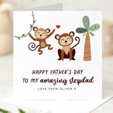 Father’s Day Card for Stepdad Cute Monkey Design Fun and Thoughtful Keepsake from Stepson or Stepdaughter Bonus Dad Gift Card
