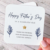 Father's Day Coaster for Dad Cute Thank You Gift from Child Keepsake Present with Name and Message for a Wonderful Father