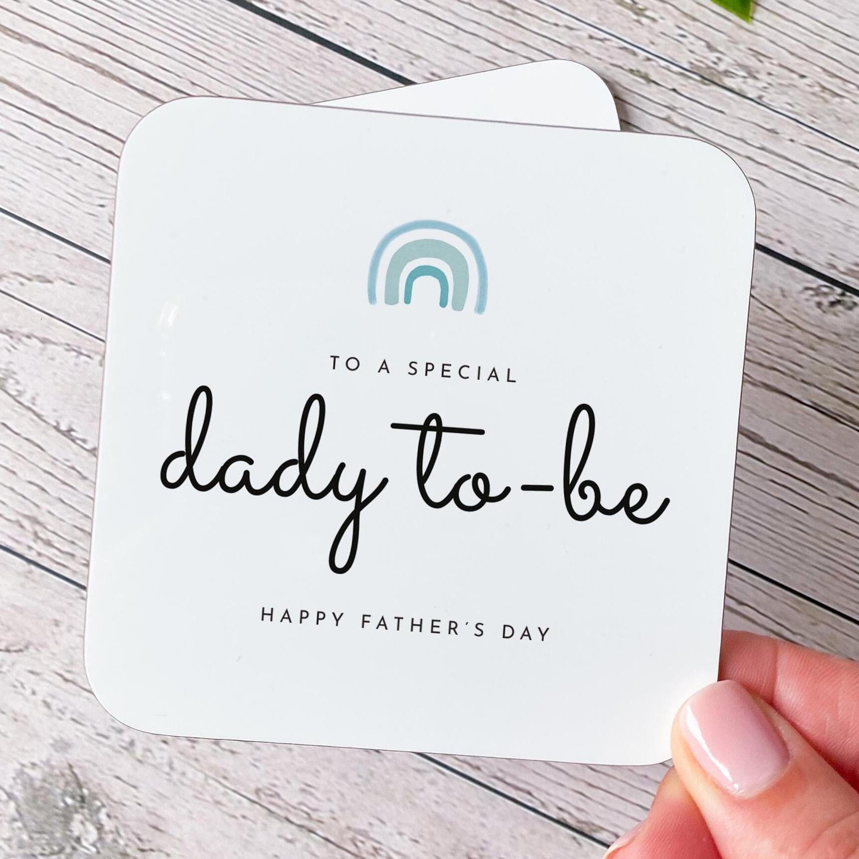 Father's Day Coaster for Stepdad Daddy to Be or Grandad Minimalist Rainbow Keepsake Gift from Child or Bump