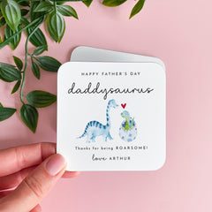 Father's Day Gift for Daddy Cute Daddysaurus Coaster for New Dad ROARSOME First Fathers Day Keepsake for Dino - Loving Dads