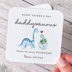 Father's Day Gift for Daddy Cute Daddysaurus Coaster for New Dad ROARSOME First Fathers Day Keepsake for Dino - Loving Dads