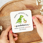 Father's Day Gift for Grandad Dinosaur Coaster ROARSOME Personalised First Fathers Day Gift for Grandpa with Name Funny Dino Keepsake