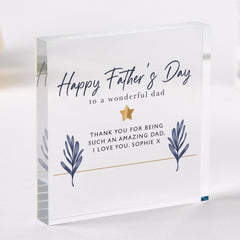 Father's Day Gift to a wonderful dad Personalised Keepsake from Daughter Son Happy First Father's Day Plaque for Him Thank You Daddy Present