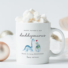 Father's Day Mug for Daddy Daddysaurus Dinosaur Design Gift from Child Roarsome Keepsake Coffee Cup for First Time Dad from Son or Daughter