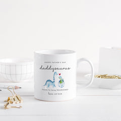 Father's Day Mug for Daddy Daddysaurus Dinosaur Design Gift from Child Roarsome Keepsake Coffee Cup for First Time Dad from Son or Daughter
