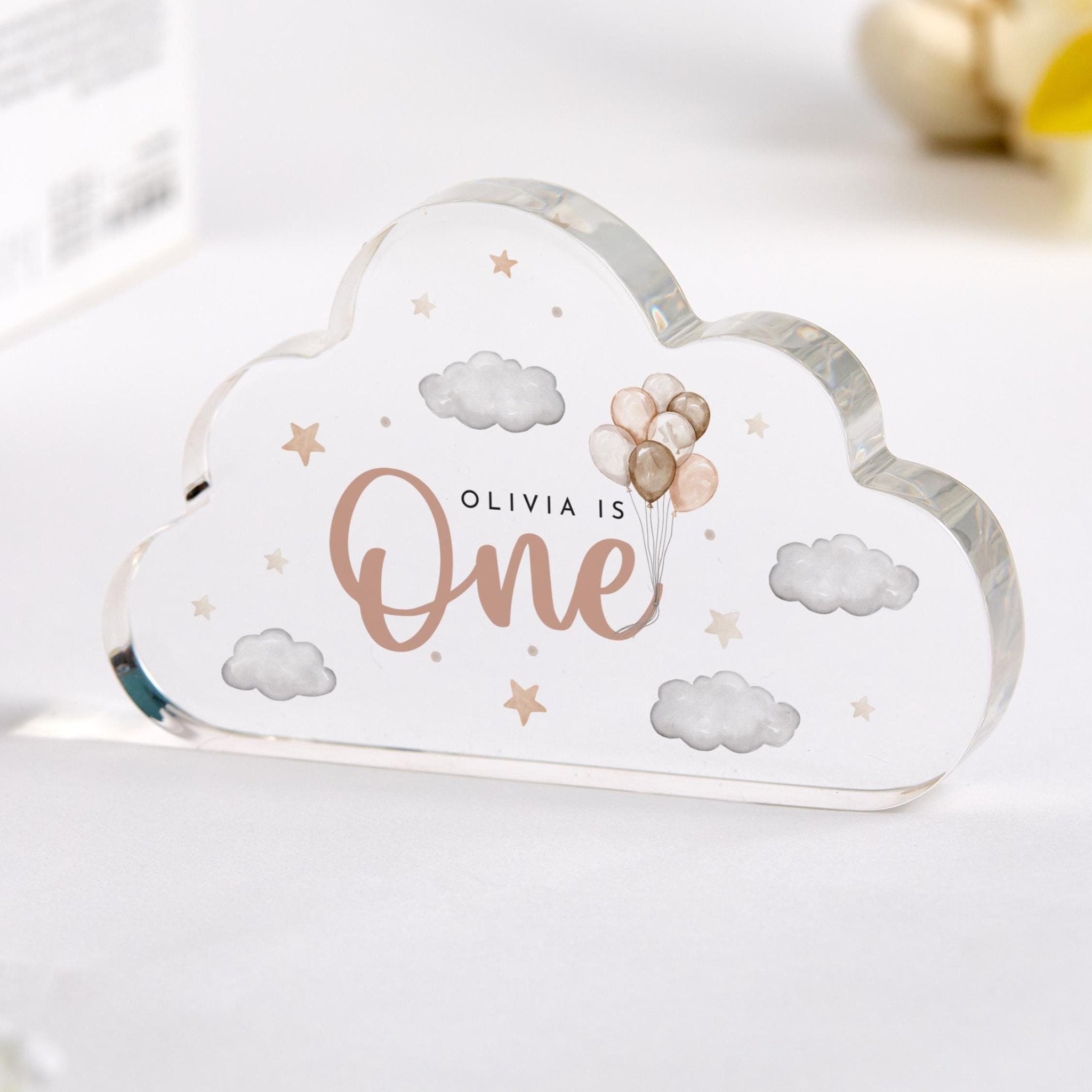 First Birthday Acrylic Plaque Cute Keepsake Gift for Baby Boy or Girl Niece Nephew Grandson Stepson Granddaughter Son Daughter Stepdaughter