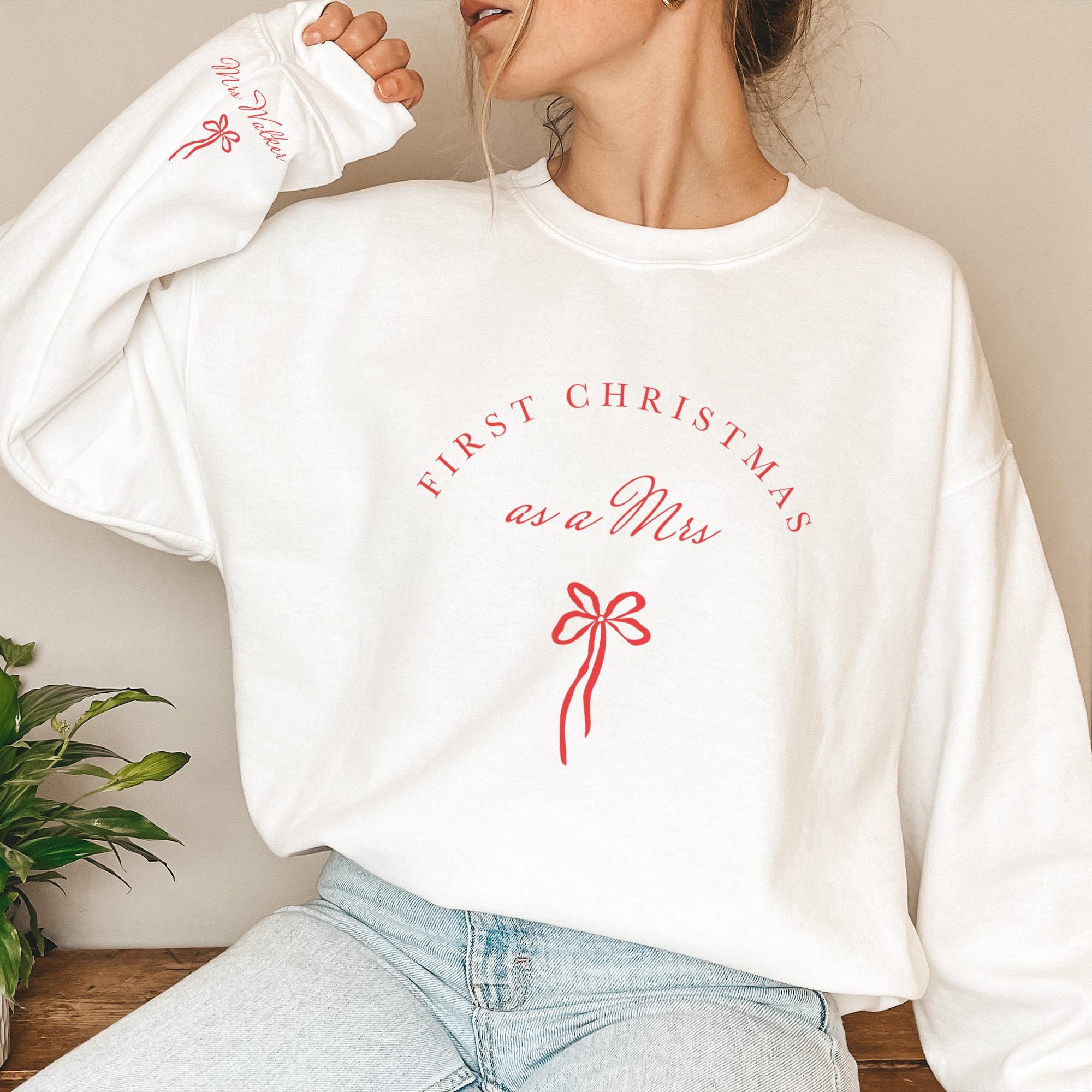 First Christmas as a Mrs Jumper, Personalised Mrs Sweatshirt, Newlywed 1st Xmas Gift for Wife