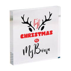 First Christmas as Mrs Acrylic Plaque Custom Last Name Decoration Festive Keepsake Gift for Wife Friend