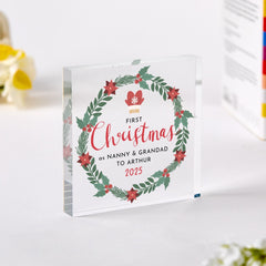 First Christmas as my Nanny & Grandad Personalised Acrylic Plaque for Grandparents