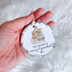 First Christmas as Nanny and Grandad Ceramic Ornament New Grandparents Tree Decoration Keepsake Gift for Grandma Grandpa