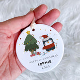 First Christmas Ceramic Ornament Cute Penguin Design Xmas Tree Decoration Keepsake Gift for Newborn Son Daughter Grandchild Nephew Niece