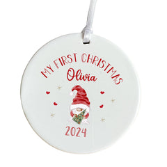 First Christmas Gnome Ornament with Name 1st Xmas Decoration Baby Boy Girl Kids Keepsake Nephew Son Daughter Niece Grandson Granddaughter