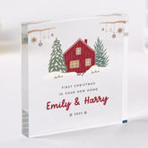First Christmas in New Home Acrylic Plaque Cosy Winter House Keepsake Gift for Couple Family or Friends