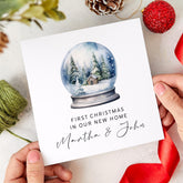 First Christmas in New Home Card for Wife Husband Couple Personalised Xmas Card Snow Globe 1st Xmas Holiday Keepsake