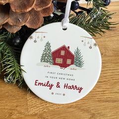 First Christmas in New Home Ornament Ceramic Tree Decoration Keepsake Gift for Couple Newlyweds New Homeowners