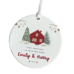 First Christmas in New Home Ornament Ceramic Tree Decoration Keepsake Gift for Couple Newlyweds New Homeowners