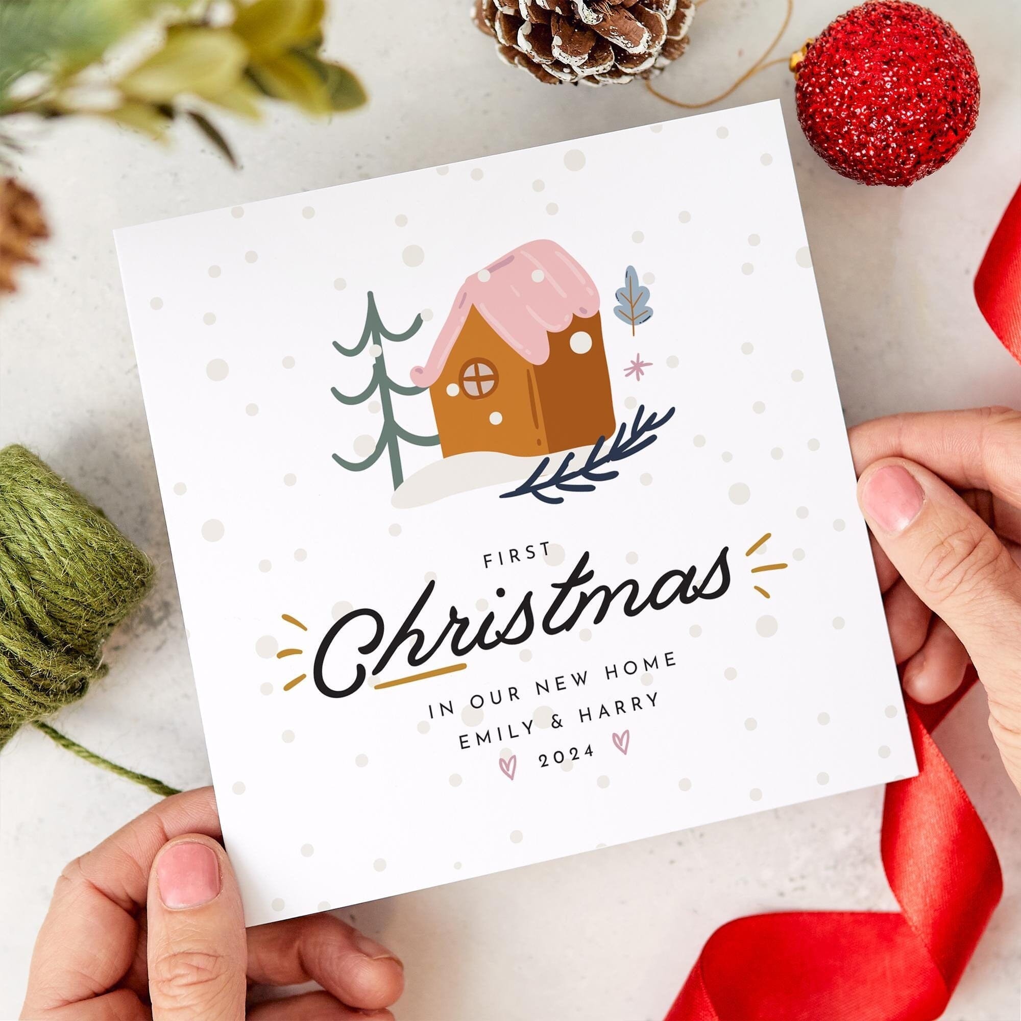 First Christmas In Our New Home Card With Couple Names Christmas At Our New Home Gift Card Xmas Gift Card Greeting Card For Family