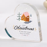 First Christmas in Our New Home Gift, Acrylic Heart Plaque Keepsake for Couple, Festive Decoration for Wife or Husband