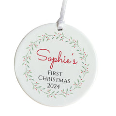 First Christmas Keepsake Ceramic Ornament for Baby Boy Girl Daughter Son Granddaughter Grandson Niece Nephew Newborn Holiday Memory Gift