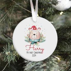First Christmas Keepsake Ceramic Ornament for Baby Boy or Girl Granddaughter Grandson Niece Nephew Son Daughter 1st Xmas ornament