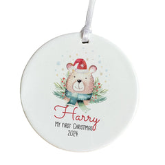 First Christmas Keepsake Ceramic Ornament for Baby Boy or Girl Granddaughter Grandson Niece Nephew Son Daughter 1st Xmas ornament