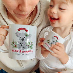 First Christmas Mug Set for Mum and Child – Cute Design – Matching Mummy and Me Festive Mug Gift – Xmas Keepsake