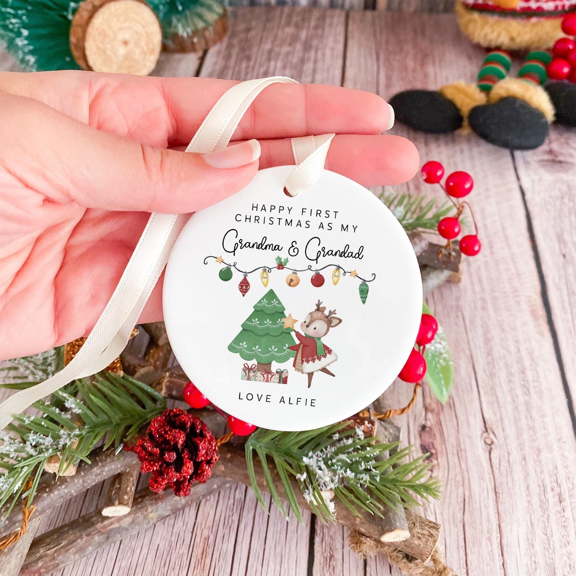 First Christmas Ornament for New Mum Dad Grandma Grandad Uncle Auntie To My Wonderful Personalised Xmas Tree Gift Cute Ceramic Keepsake