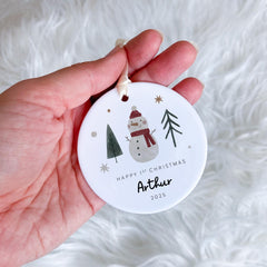 First Christmas Ornament Personalised Xmas Ceramic Tree Decoration Keepsake Gift for Baby Daughter Son Grandchild Niece Nephew