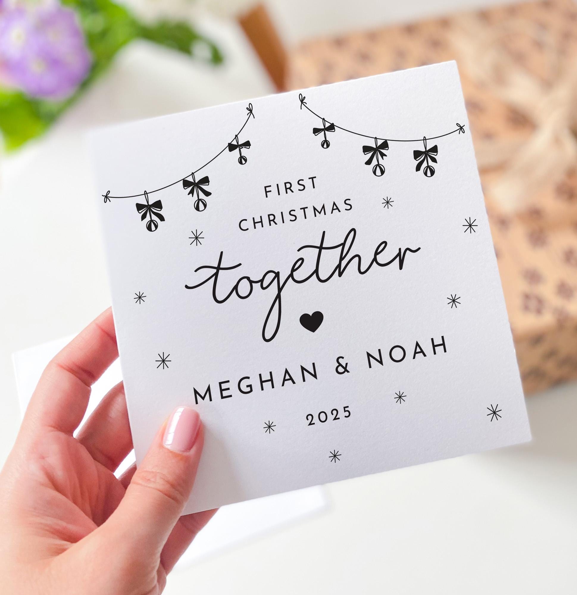 First Christmas Together Card for Girlfriend Boyfriend Romantic 1st Xmas Holiday Card for Couple or Partner