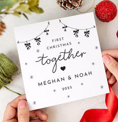 First Christmas Together Card for Girlfriend Boyfriend Romantic 1st Xmas Holiday Card for Couple or Partner