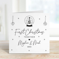 First Christmas Together Card for Girlfriend Couple Boyfriend or Partner 1st Xmas Keepsake Snow Globe Design Romantic Holiday Card