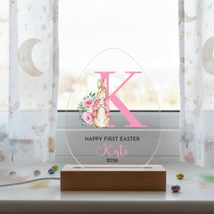 First Easter Bunny Initial LED Acrylic Lamp – Personalised Night Light Gift for Niece