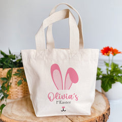 First Easter Mini Bag With Name Blue Or Pink Personalised Gift Bunny Keepsake Egg Hunt